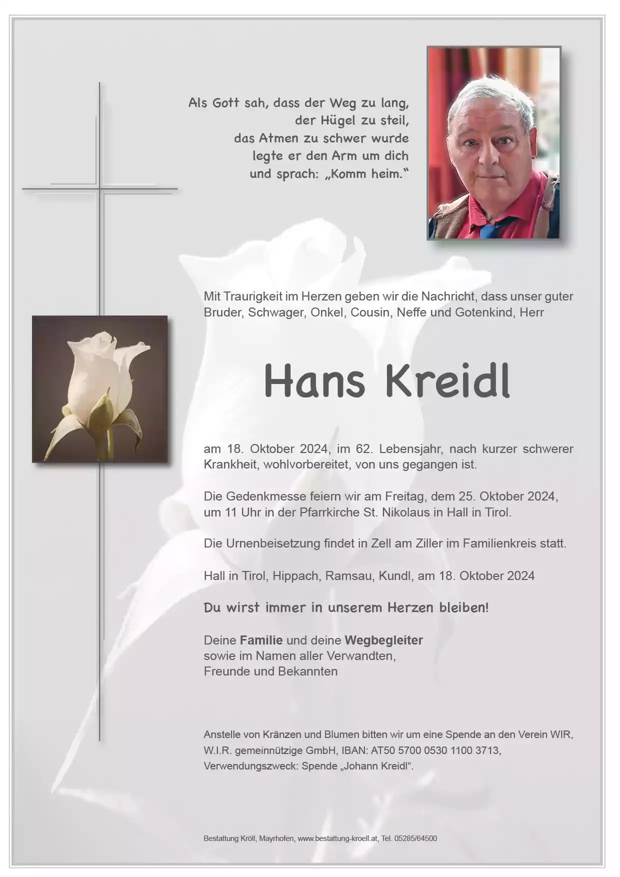 Parte von Johann Kreidl